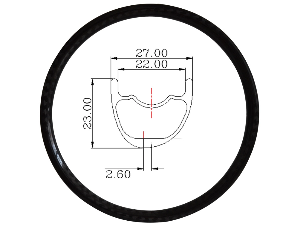 27mm Lightweight Carbon Assymetry MTB RIMS for XC