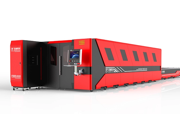 Máquina de corte a laser de fibra de alta potência 6020 com mesa de transporte