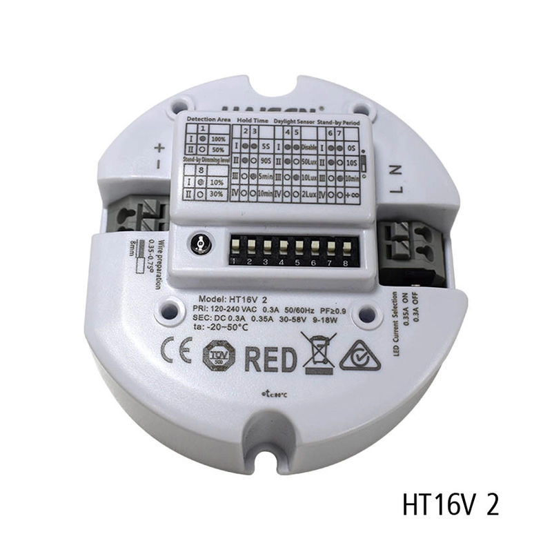 Interruptor Dimmer do Sensor de Movimento 5,8 G Saída do Sensor de Frequência Potência do LED 9-18 W