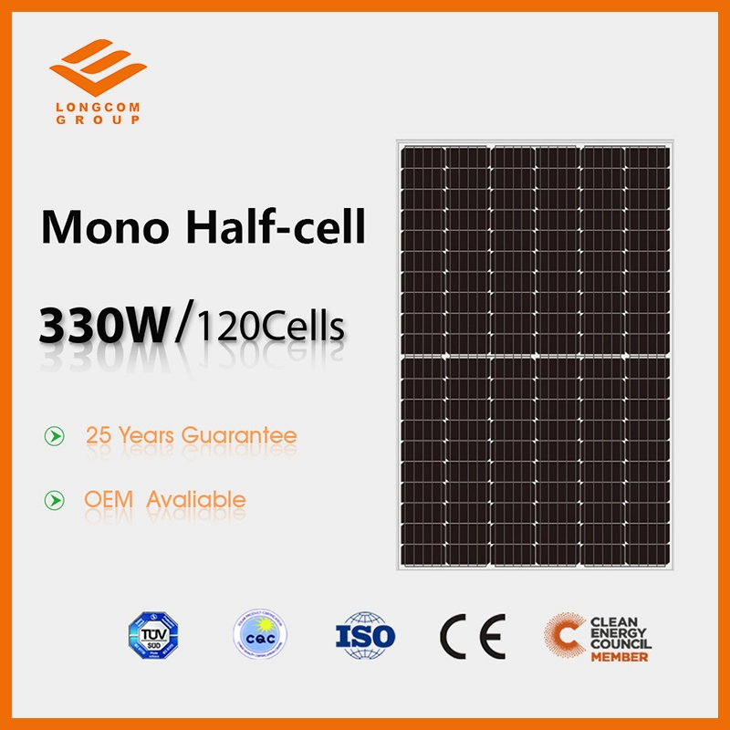 Painel de energia solar de meia célula para eletricidade 330 W