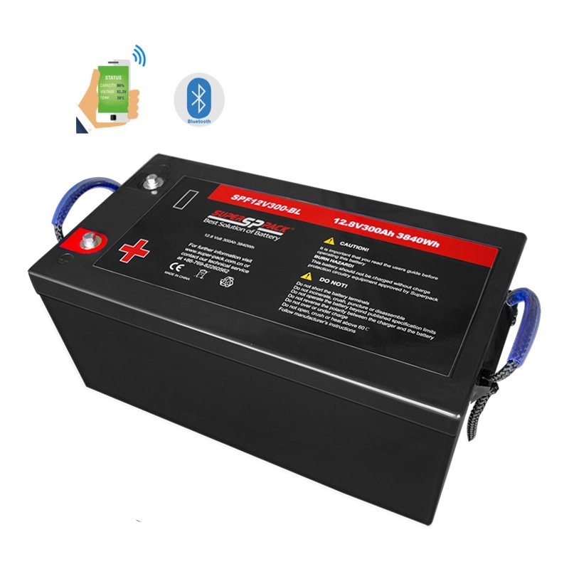Baterias para veículos recreativos, bateria 12V300Ah LiFePO4 versão Bluetooth para RV