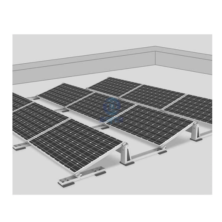 Montagem solar de telhado plano de concreto com sistema de lastro solar