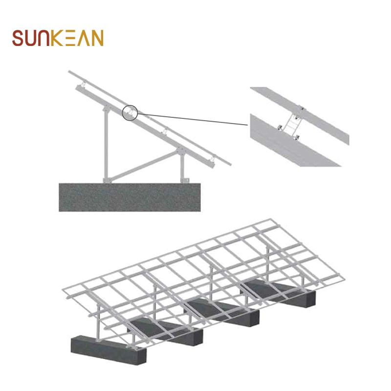 Suportes de montagem de painel solar de postes duplos em solo parcial