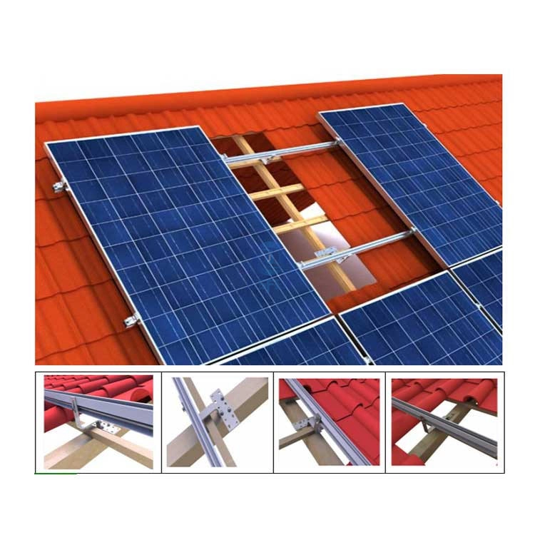 Sistema de suportes de montagem solar de gancho de telhado de telha