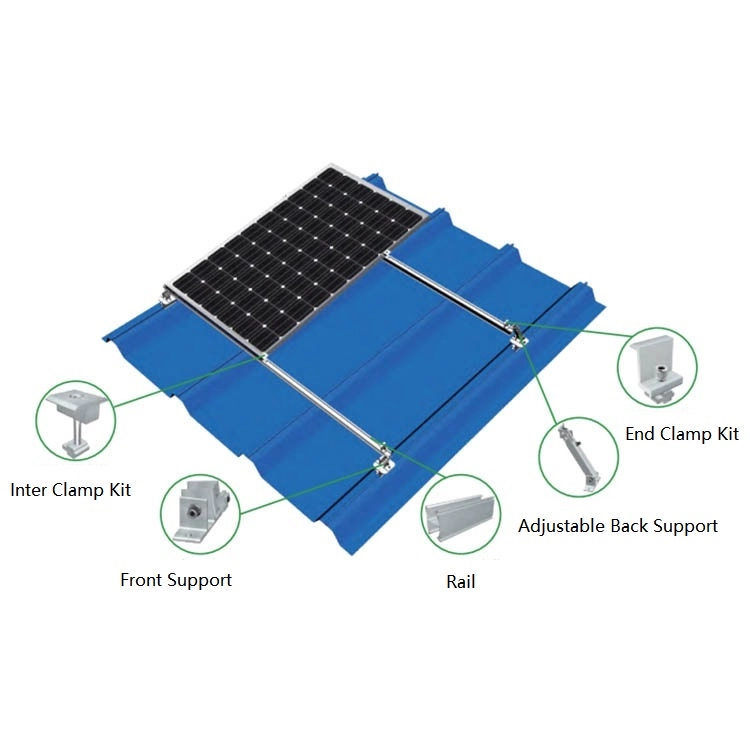 Kits de suporte ajustável Sistema de montagem de telhado fotovoltaico solar