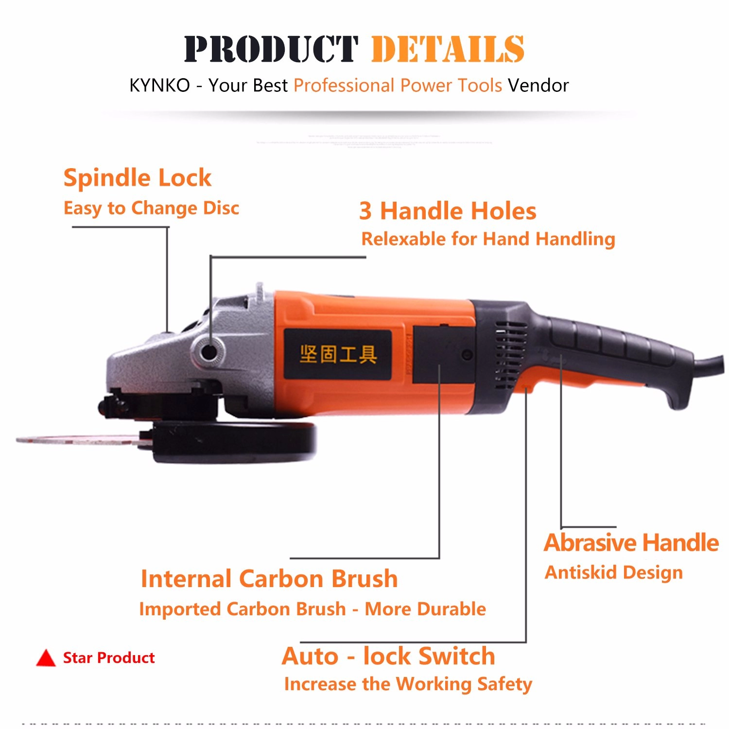 Rebarbadora angular potente de 9 polegadas 230 mm 2300 W