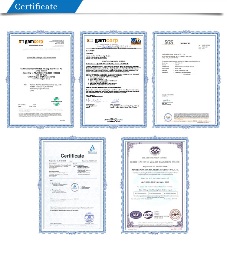 solar Drain clamp certificate