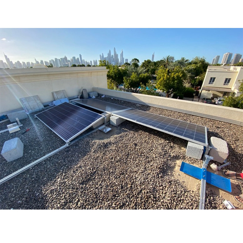 Sistema de suportes de montagem solar de telhado plano com lastro