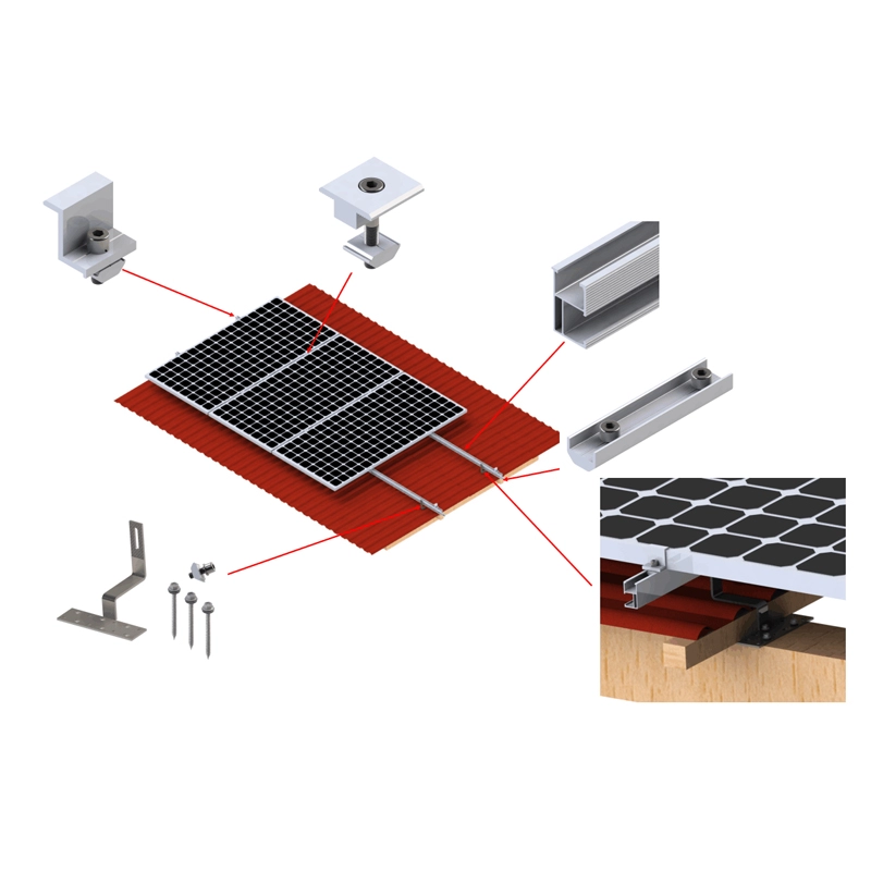 Suporte de montagem solar pv para telhado de telha