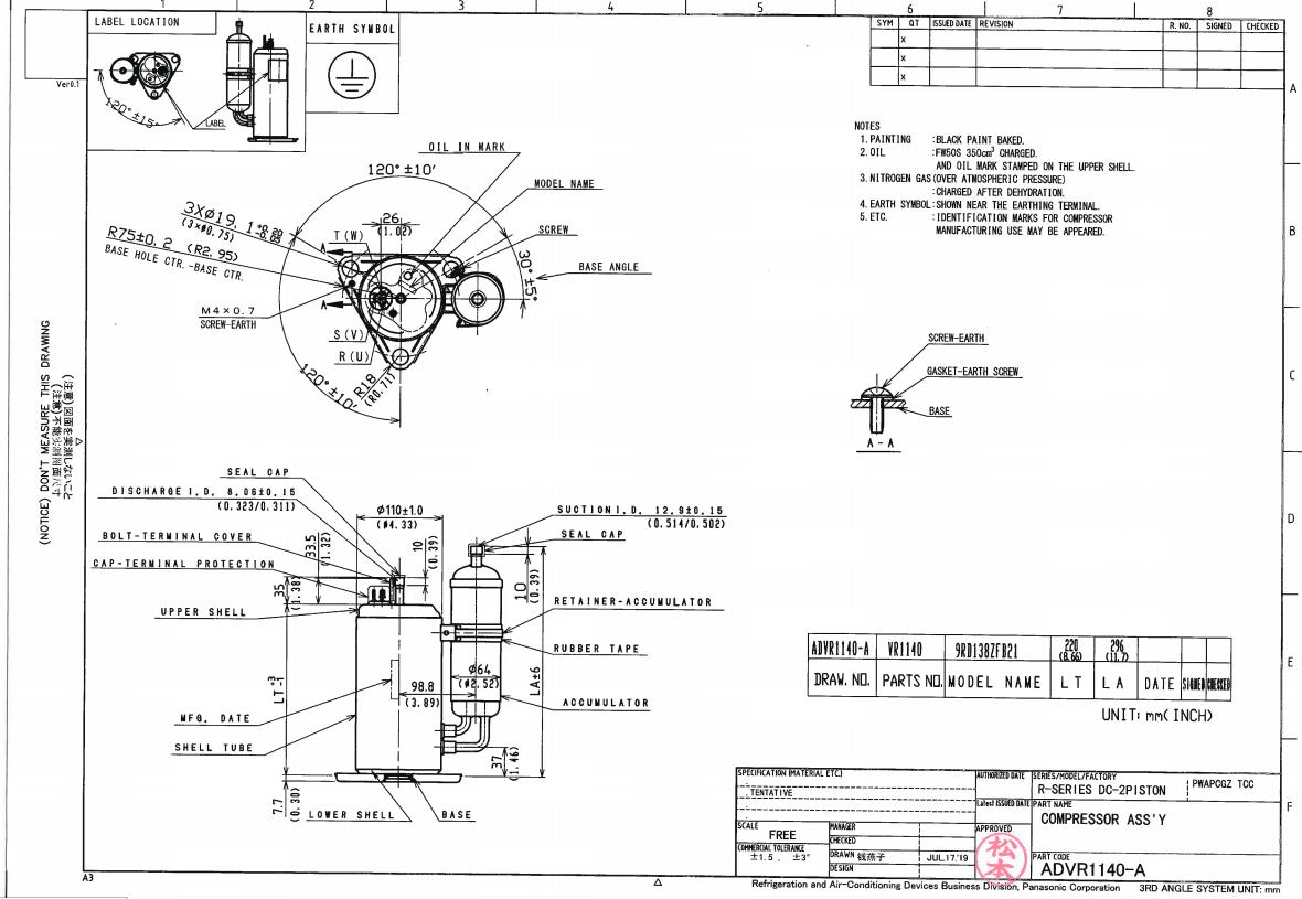 Panasonic rotary compressor specification