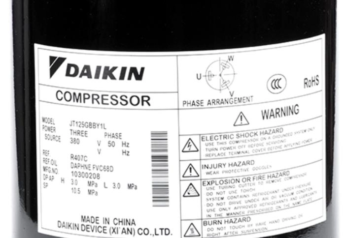 Compressores Scroll comerciais Daikin R407C 3HP