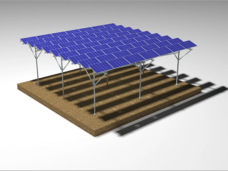 Sistema de montagem de estantes solares de estufa agrícola