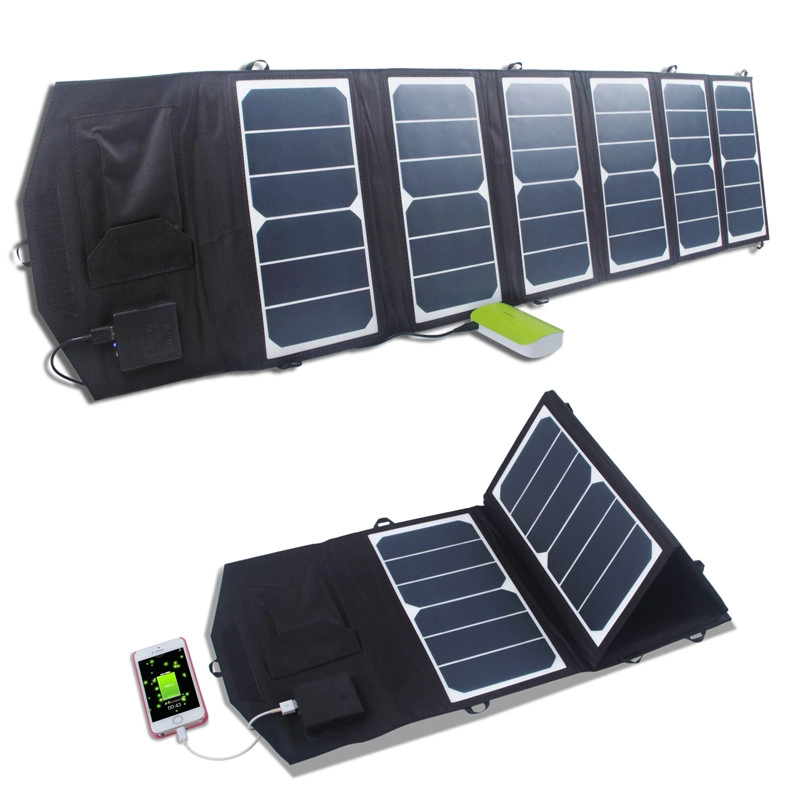 Banco de energia com painel solar duplo USB 5V 3.9A para atividades ao ar livre