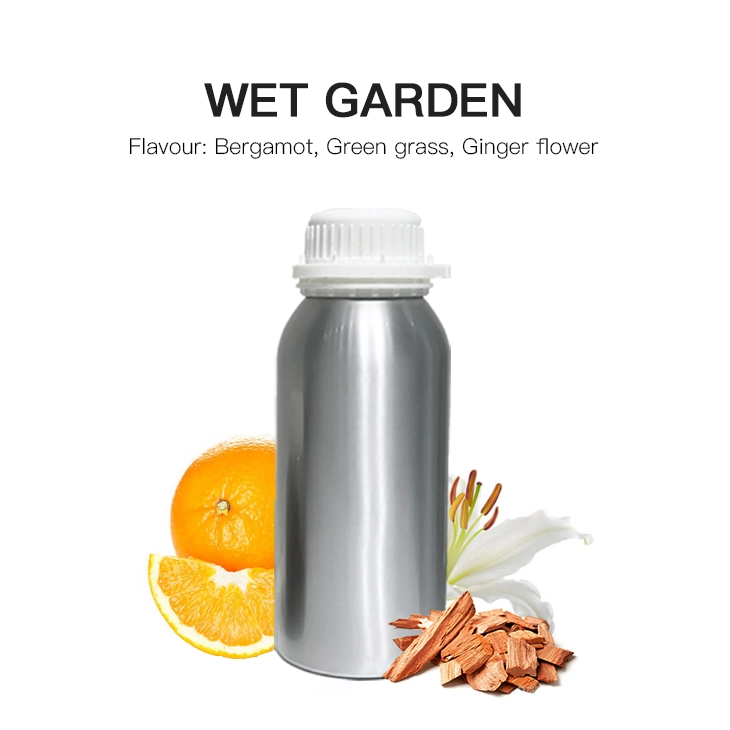 Óleo essencial de aroma de ar com fragrância floral de jardim molhado