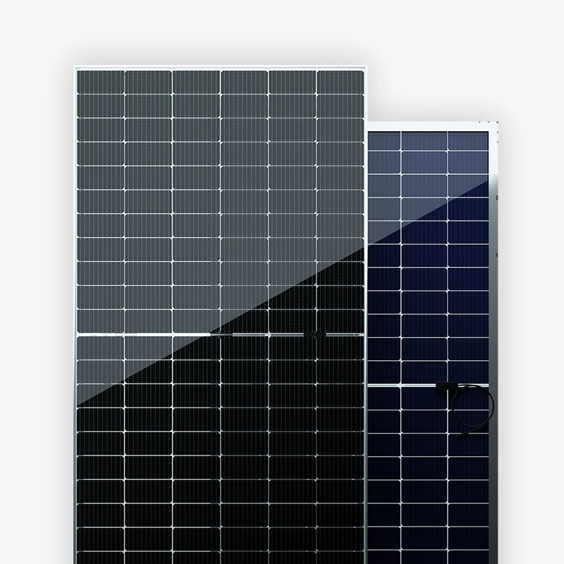 Painel solar fotovoltaico PERC bifacial transparente 470W-490W