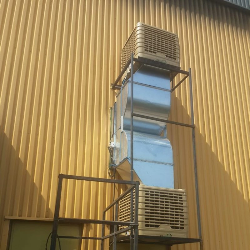 Refrigerador de ar industrial grande de baixo carbono Refrigerador de ar evaporativo montado no telhado Fabricantes de refrigerador de ar evaporativo montado no telhado