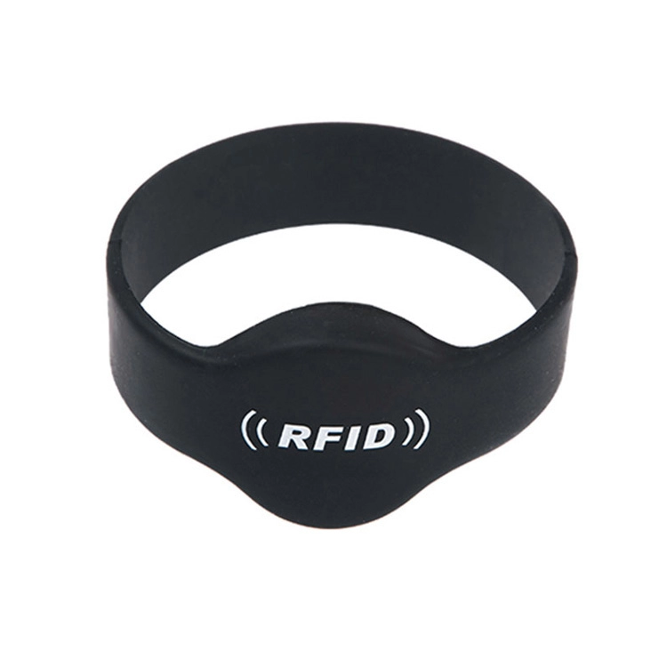 Pulseira de silicone preta personalizada OEM RFID TK4100 para eventos