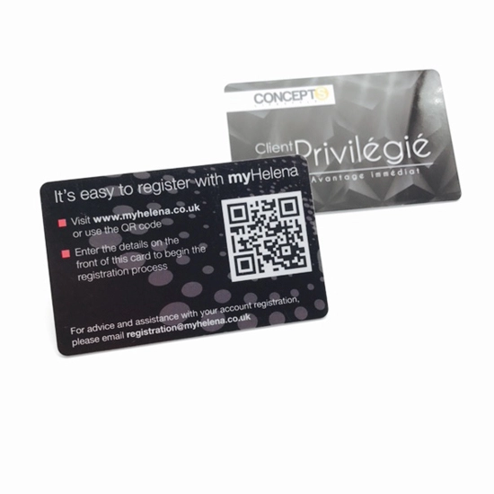 Cartão de plástico impresso CMYK com impressão térmica de código QR para gerenciamento de membros