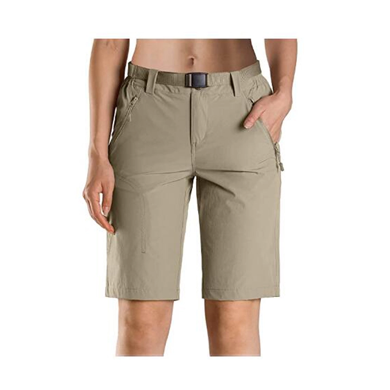 Shorts femininos de caminhada de carga UPF 50+ shorts de nylon de secagem rápida ao ar livre com cinto