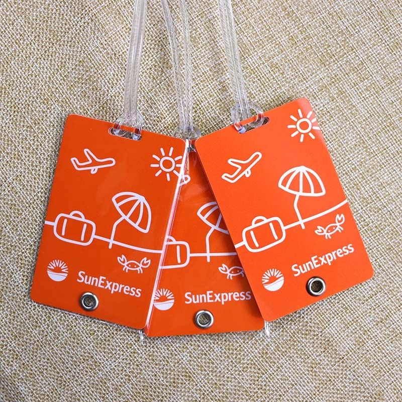 Etiqueta de nome de bagagem estilo cartão de PVC para impressão offset 2 peças para aeroporto
