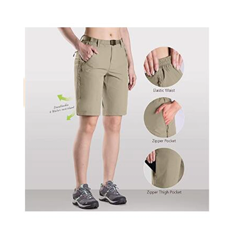 Shorts femininos de caminhada de carga UPF 50+ shorts de nylon de secagem rápida ao ar livre com cinto