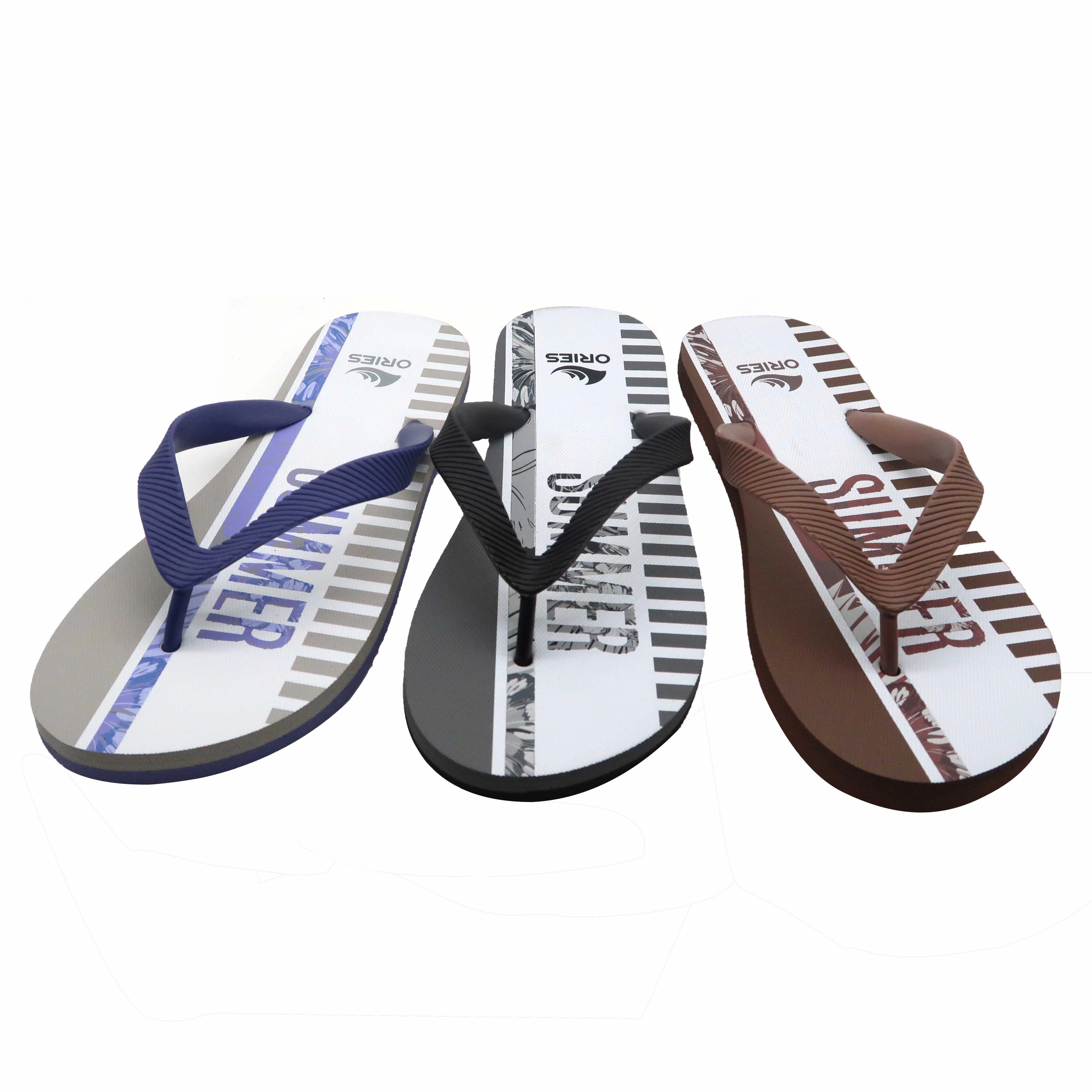 Popular novo design com desconto durável cor roxa sólida masculina barata tamanho grande sandália flipflop de borracha de praia com logotipo