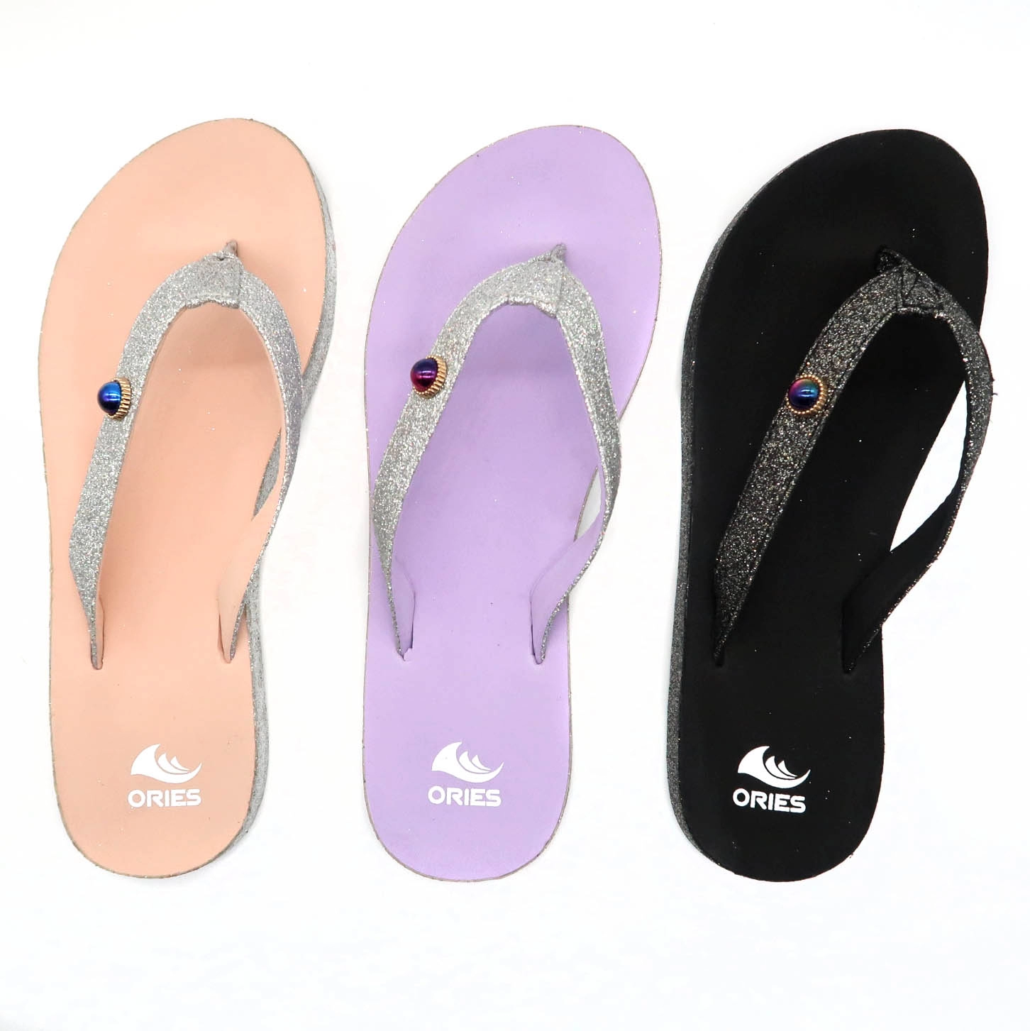 Gleit material brilhante na borda da sola e alça fashion girl Flip Flops Sandal