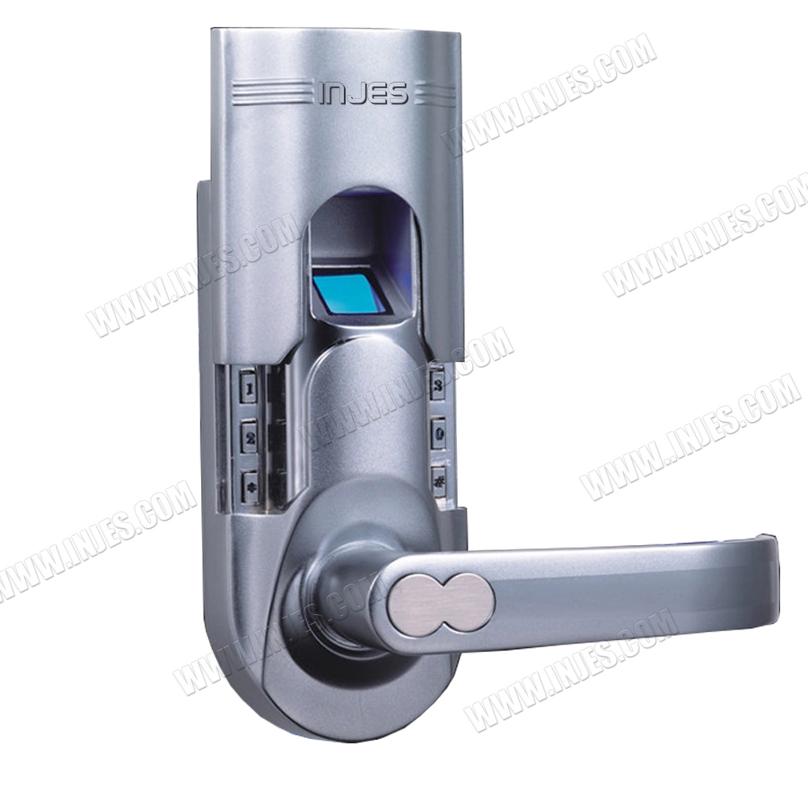 Fechadura de porta biométrica de impressão digital sem chave manípulo direito prata