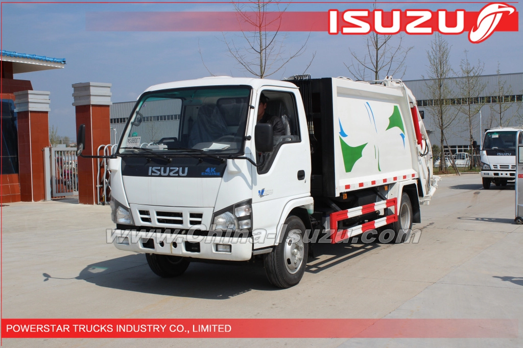 Caminhão compactado de lixo ISUZU de 3 toneladas de Myanmar com motor 4KH1
