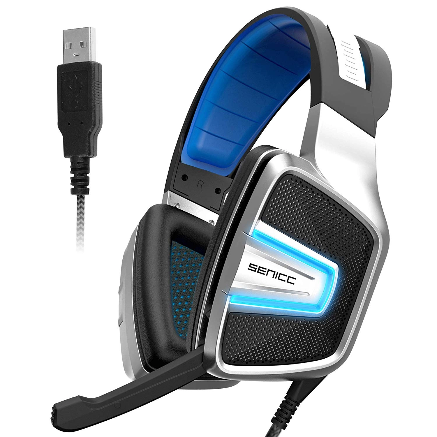 Fone de ouvido Somic A8 com fio 7.1 Vibration para jogos com luz LED