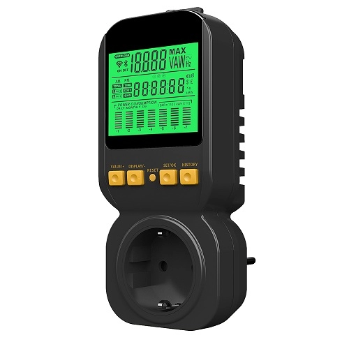 Medidor de potência analisador de energia de alta precisão plugue monitor de uso de eletricidade preto