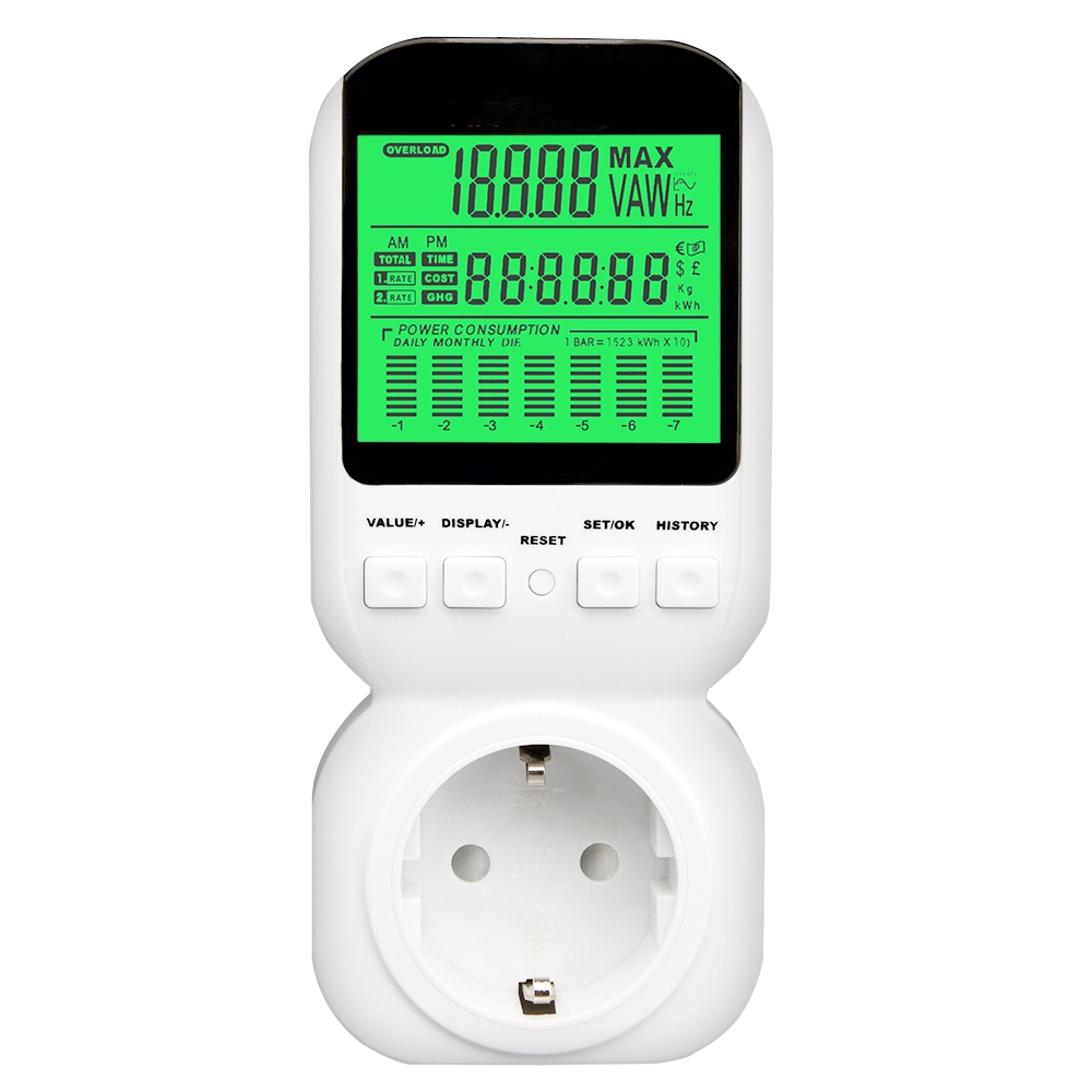 Medidor de energia de tomada de tomada de monitor de uso de eletricidade de alta precisão