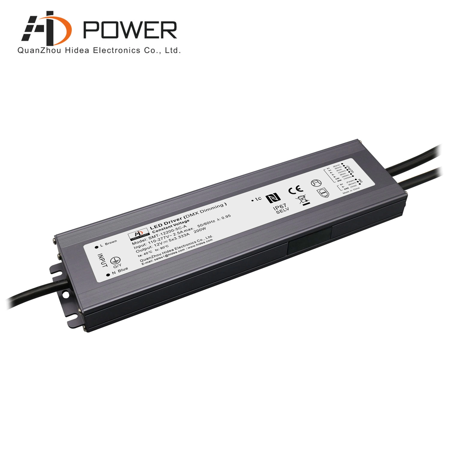 200w 12 volts led DMX transformador regulável para RGBCW