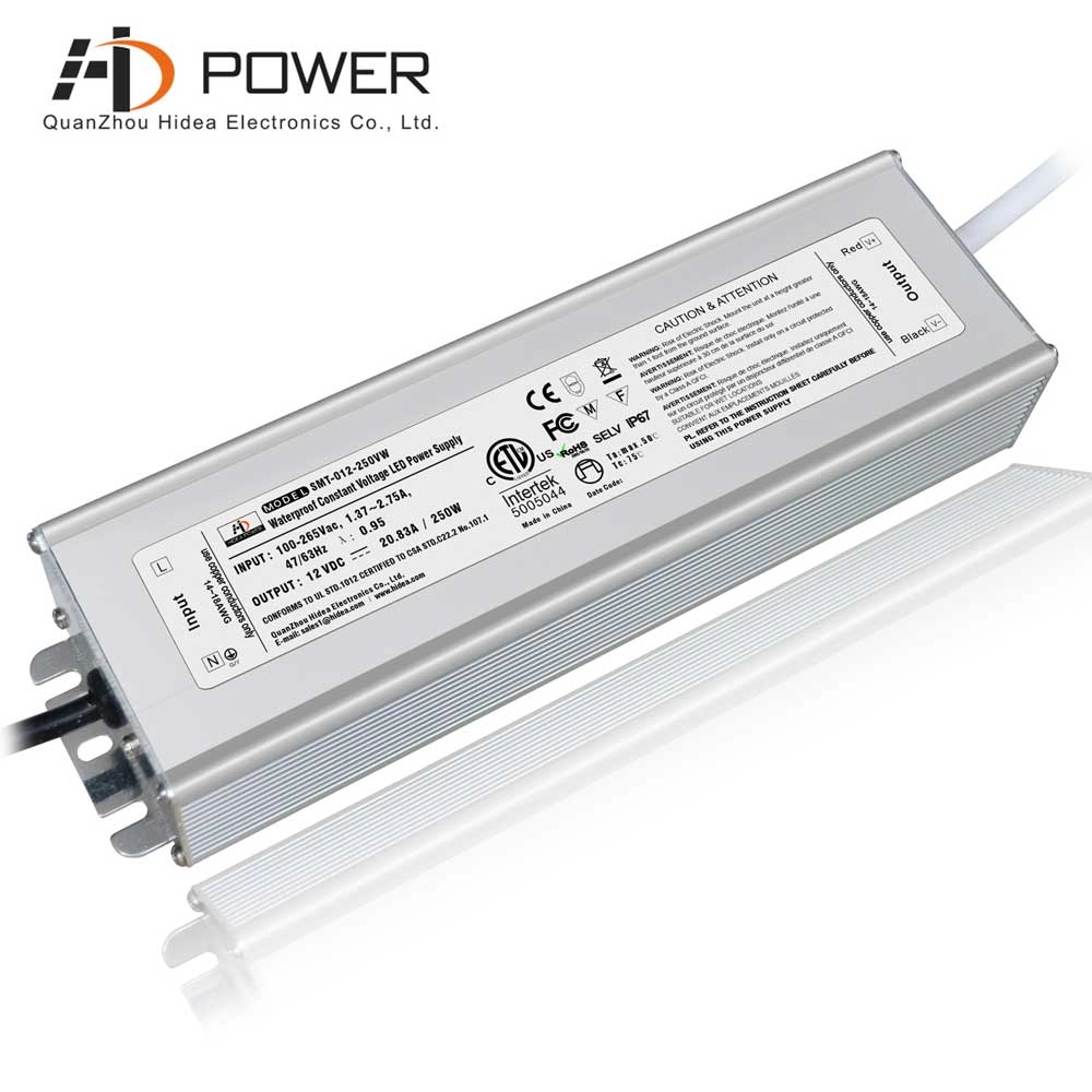 Driver de luz de tira led 12v 250w caixa de alumínio IP67