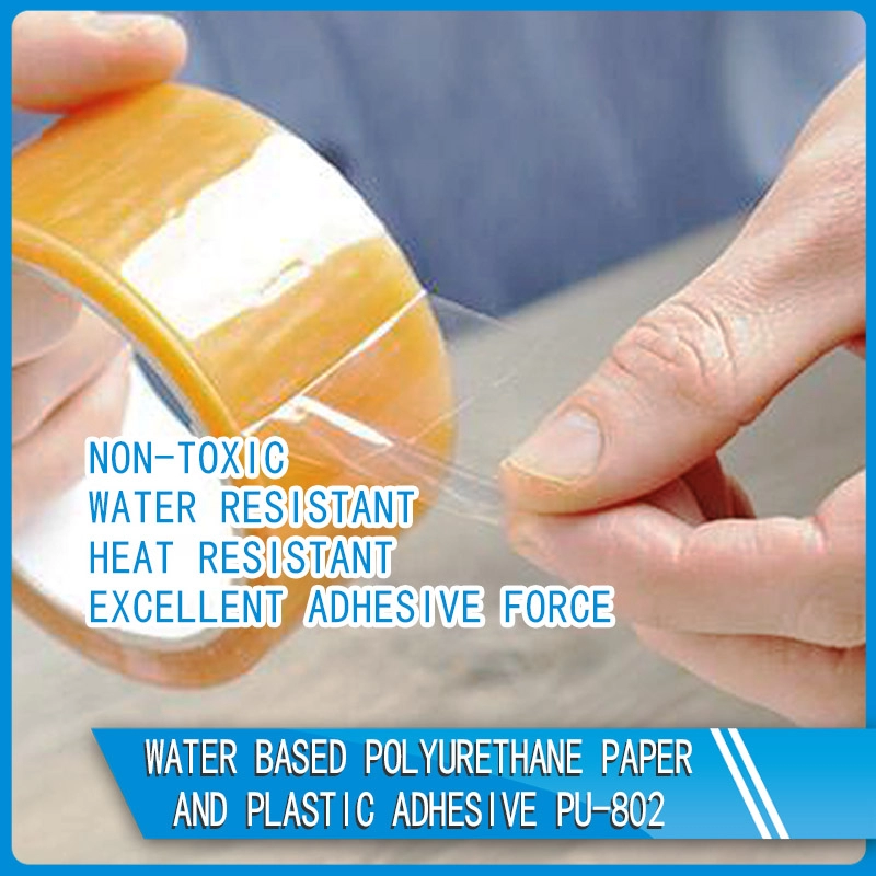 Papel de poliuretano à base de água e adesivo plástico PU-802