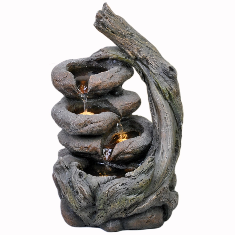 Forest Spring Woodland Falls Water Feature com luz LED