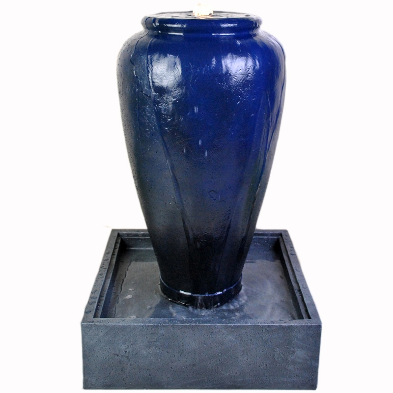 Fonte d'água Gardenwize azul ao ar livre pote de cerâmica