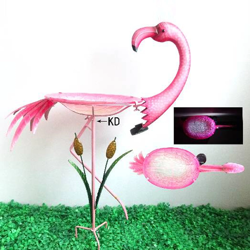 Estaca de borbulhadores de alimentador de pássaros com led solar Flamingo