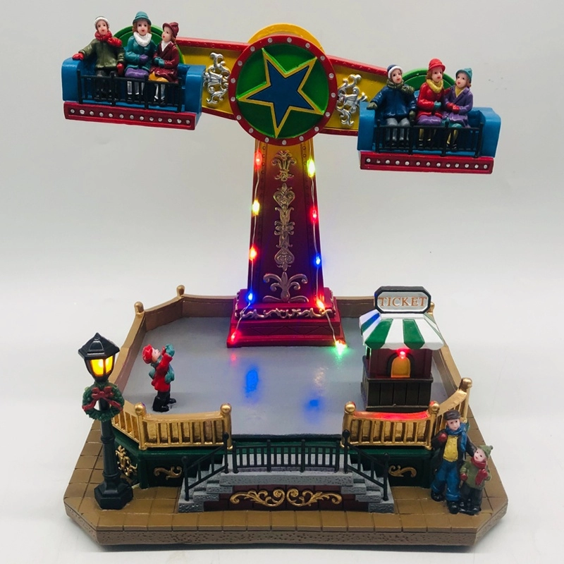 Playground de Natal iluminado com crianças voando
