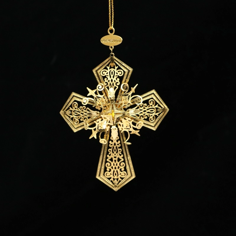 Cruz de bronze de ornamento de Natal de metal gravado
