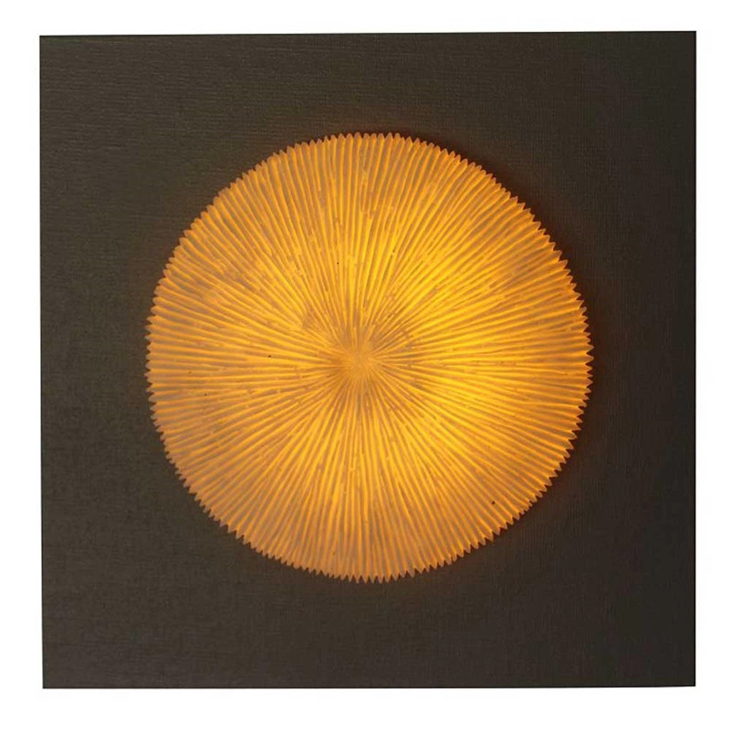 Placa de madeira MDF coral com nervuras arte de parede com luz led
