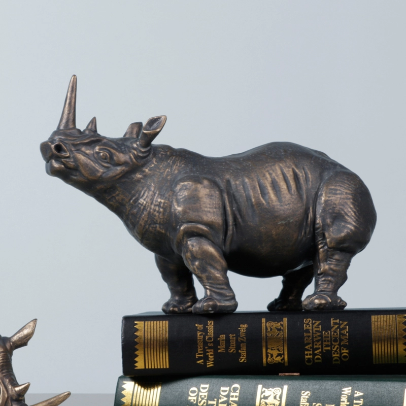Decoração de casa moderna estátuas de rinoceronte decoração em resina