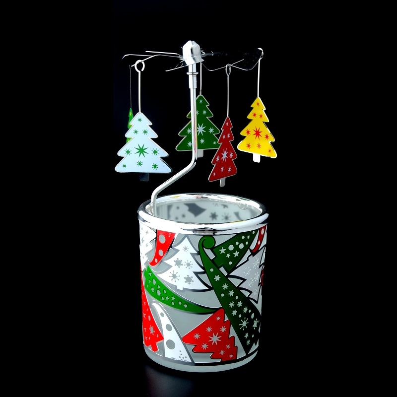 Suporte de vela de metal giratório para decoração de Natal