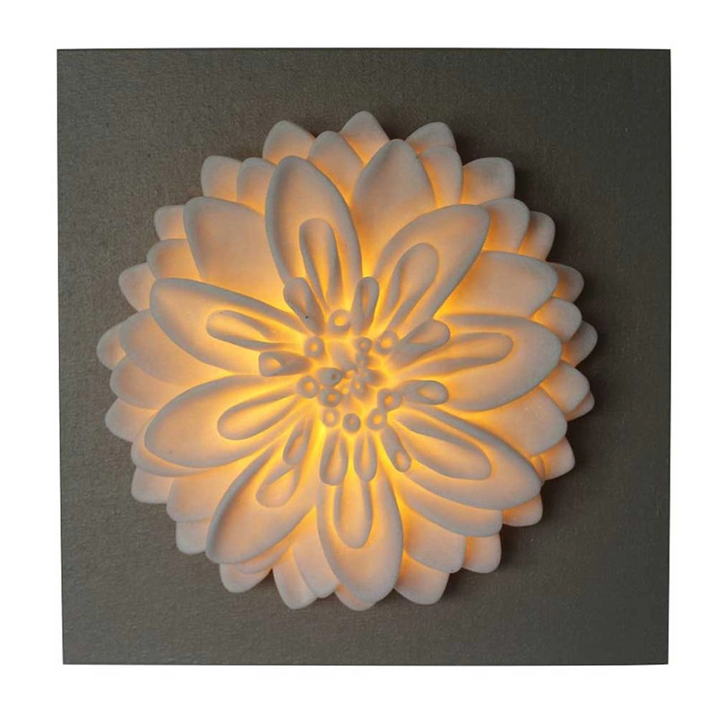 Placa de MDF de flor de arenito de arte de parede com luz led