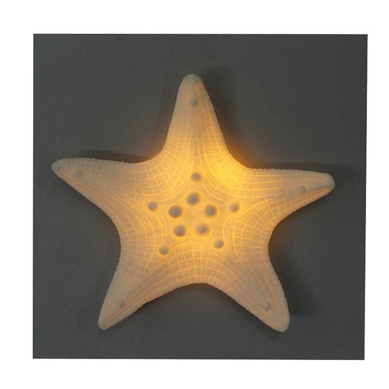 Sea Star Design Decorativo em Madeira MDF para Artesanato com Luzes LED para Decoração