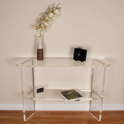 Moderna mesa de console de acrílico transparente de 15mm para decoração de casa