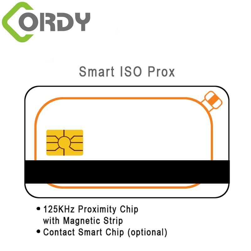 Cartão duplo RFID com tarja magnética Cartão com contato IC