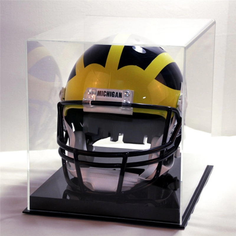 Caixa de exibição de capacete acrílico transparente feito à mão personalizado
