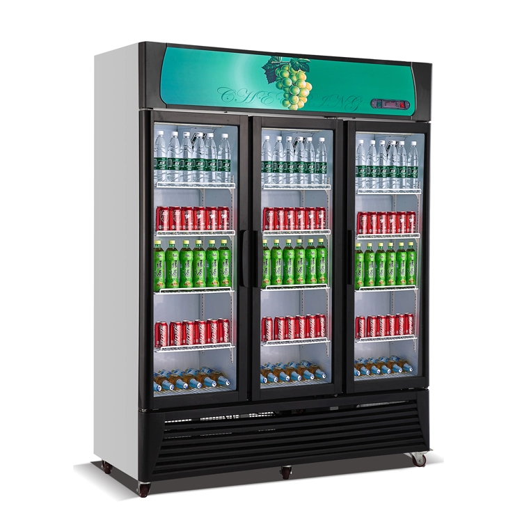 Equipamento de geladeira de supermercado Exibição de bebidas geladeira porta de vidro freezer e geladeira