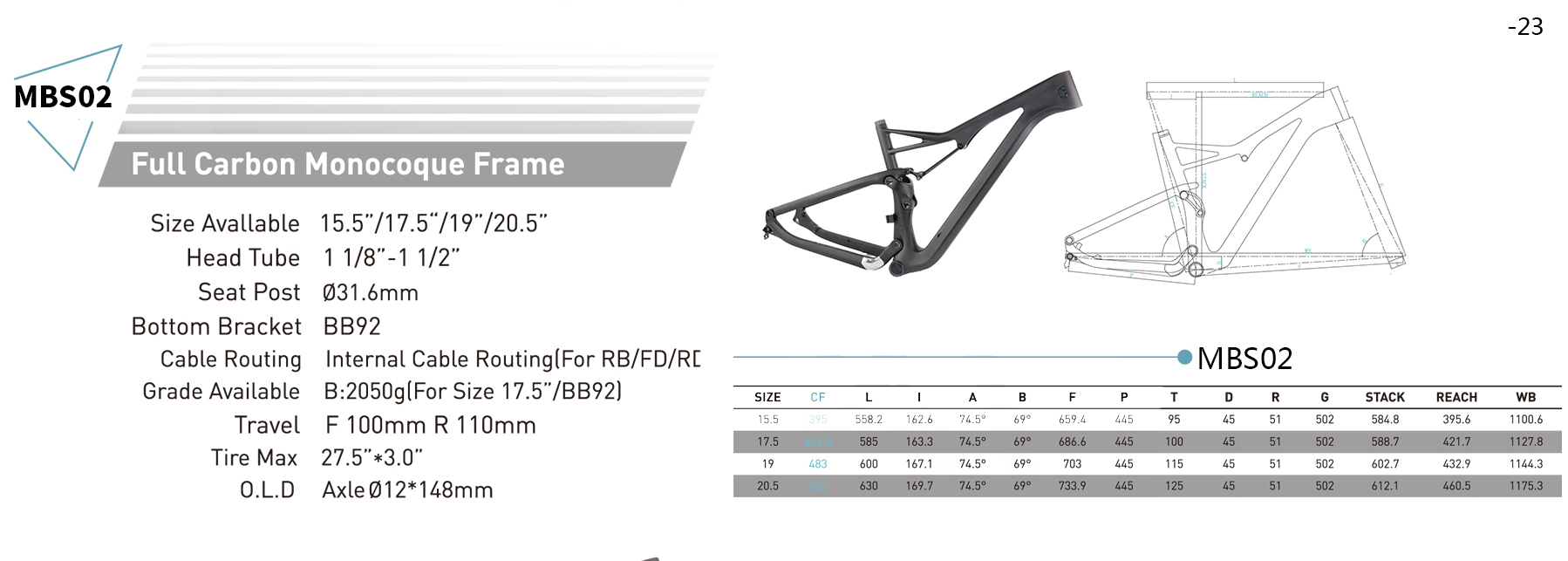 quadro de mountain bike em fibra de carbono